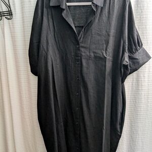 Old Navy linen-blend shirt dress, size XXL, black